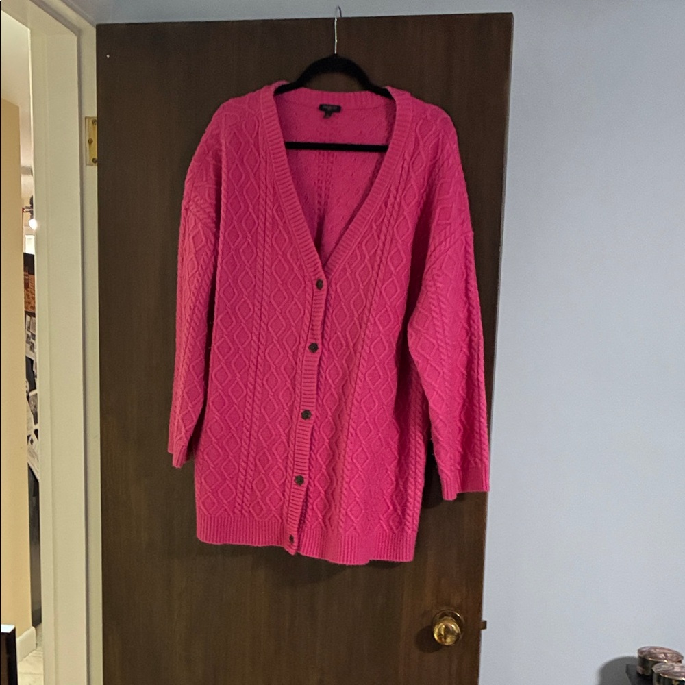 Talbots Vibrant Pink Button-Up Cardigan